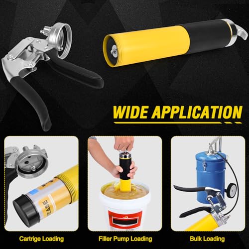 GETLMUL Grease Gun Kit, 7000 PSI Heavy Duty Pistol Grip Grease Gun with 14 oz Capacity, Includes 18 Inch Resin Flex Hose, Double Handle Grease Coupler and Other Accessories, Grease Gun for Automotive, Marine - Image 5