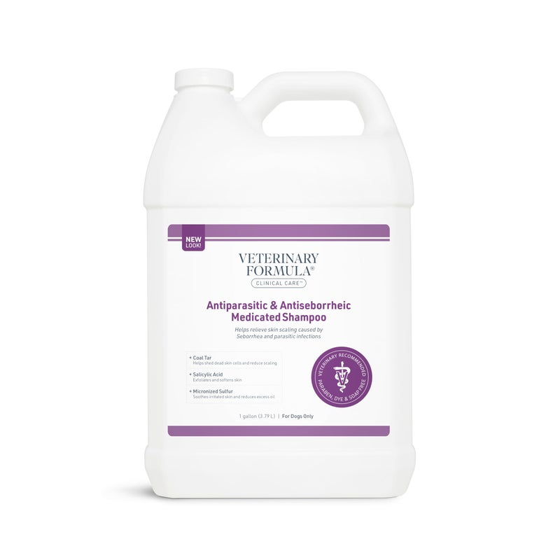 Veterinary Formula Clinical Care Antiparasitic & Antiseborrheic Medicated Dog Shampoo, 128oz â€“ Help Alleviate Your Dog's Flaky Skin and Coat â€“ Paraben, Dye, Soap Free - Image 1