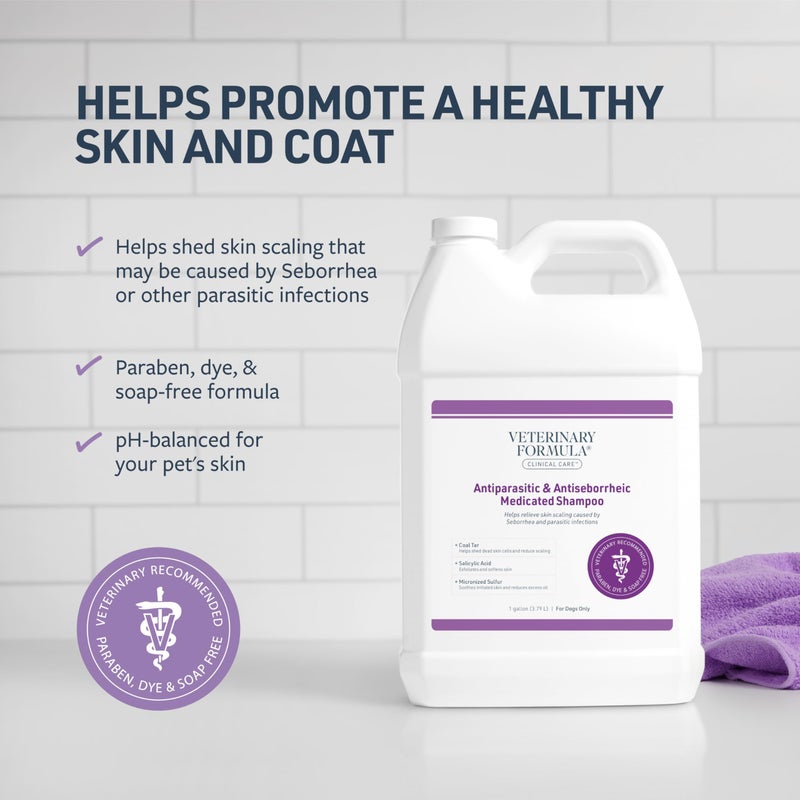 Veterinary Formula Clinical Care Antiparasitic & Antiseborrheic Medicated Dog Shampoo, 128oz â€“ Help Alleviate Your Dog's Flaky Skin and Coat â€“ Paraben, Dye, Soap Free - Image 3