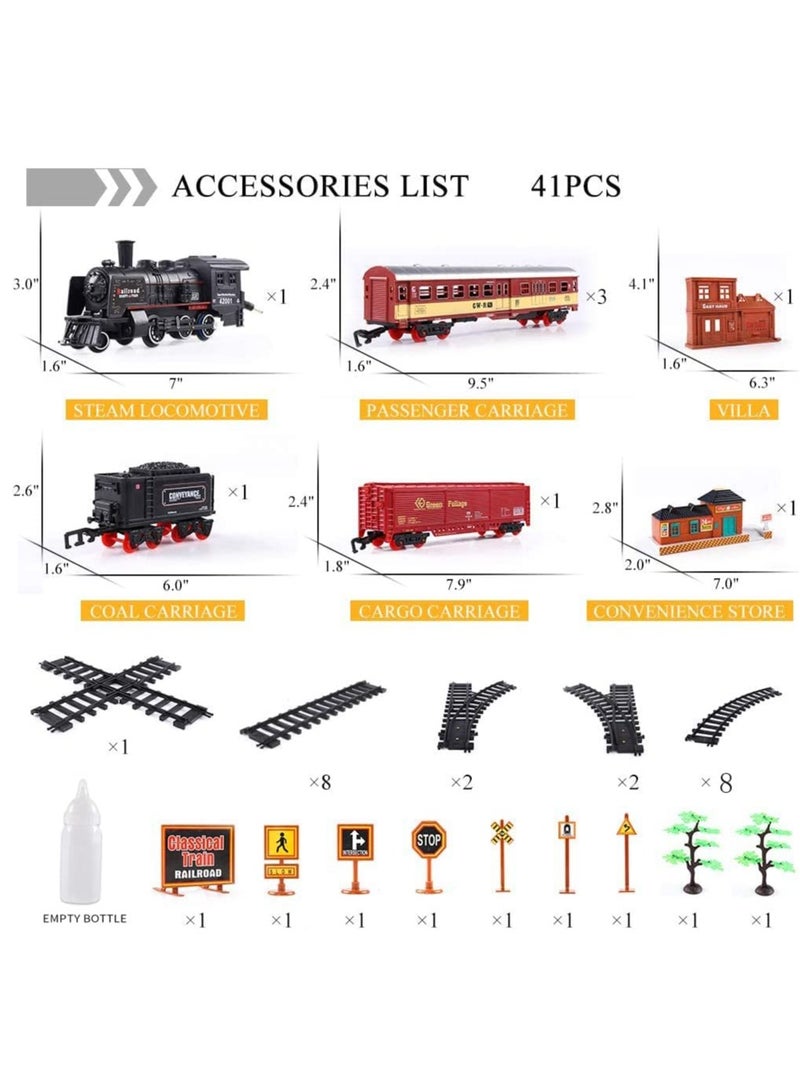 AL RAID Electric Train Set for Kids, Battery-Powered Retro Train Toys Set with Lights, Sound, Locomotive Engine, Cars & Tracks, Classic Toy Train Set Gifts for 3+ Years Kids - Image 5