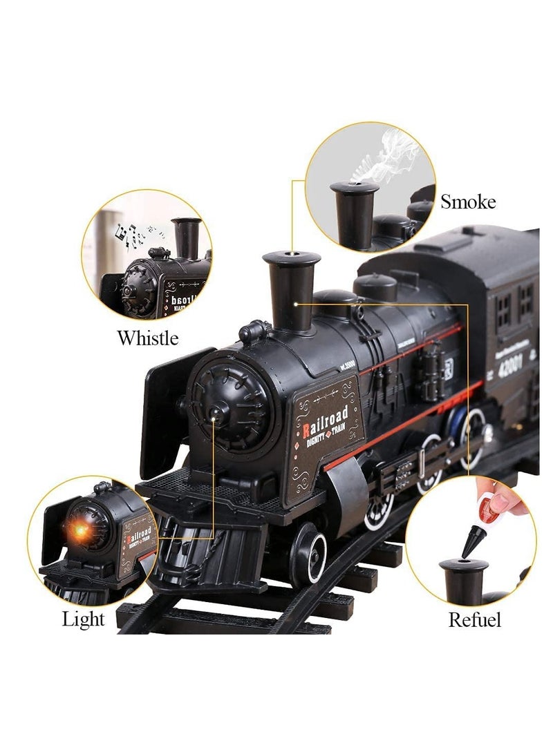 AL RAID Electric Train Set for Kids, Battery-Powered Retro Train Toys Set with Lights, Sound, Locomotive Engine, Cars & Tracks, Classic Toy Train Set Gifts for 3+ Years Kids - Image 2