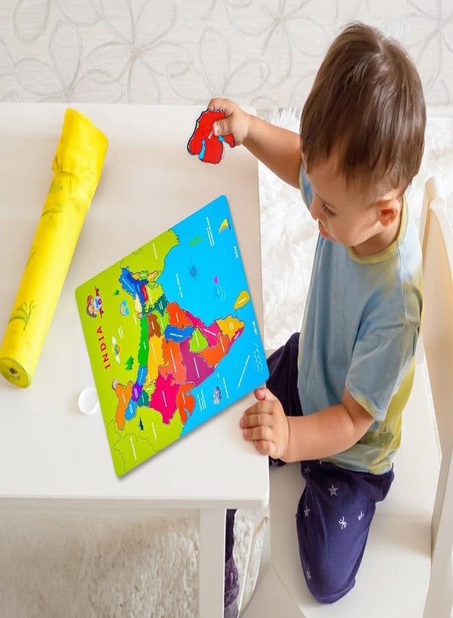 Khilonewale Wooden India map & Continents of World Puzzle for Kids, 2 Pieces (Set of 2) - Image 2