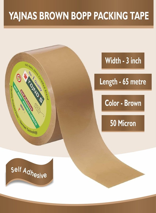 YAJNAS Brown BOPP Tape Self Adhesive High-Strength Packing Tape Roll, Packaging Tape | Brown Cello Tape | e-Commerce Packaging Tape for Home, Office Use & Box Packaging (3 Inch, 100, 2) - Image 2