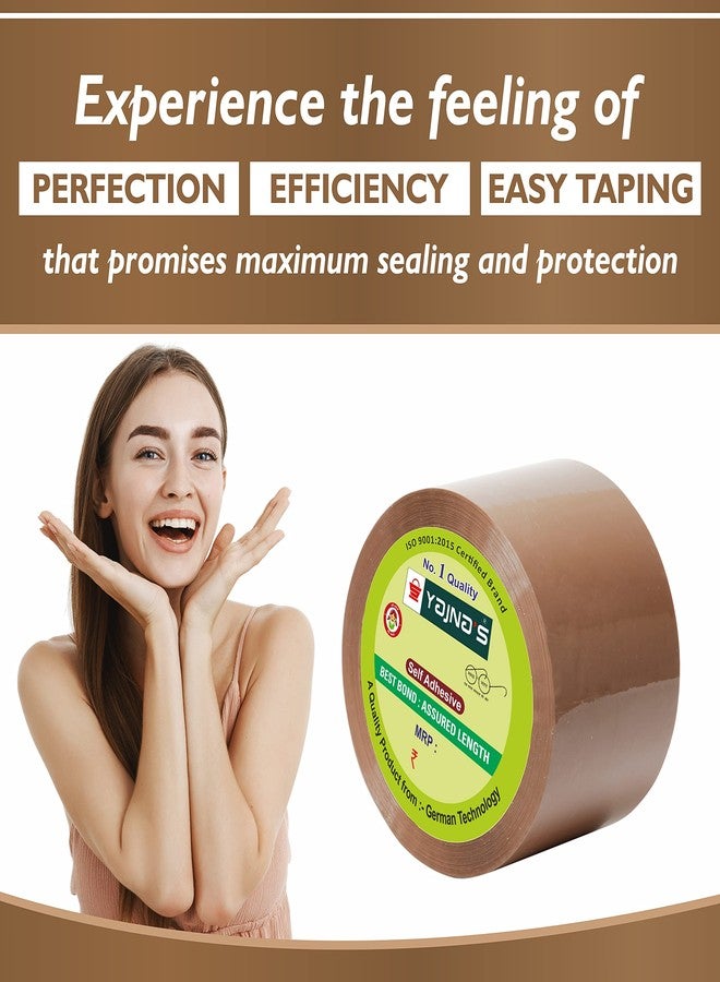 YAJNAS Brown BOPP Tape Self Adhesive High-Strength Packing Tape Roll, Packaging Tape | Brown Cello Tape | e-Commerce Packaging Tape for Home, Office Use & Box Packaging (3 Inch, 100, 2) - Image 3