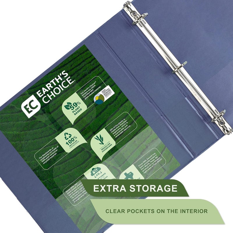 Samsill Earth'S Choice, 1.5-Inch Durable D-Ring View Binder 2 Pack, Usda Certified Biobased, Eco-Friendly, Indigo Blue - Image 4