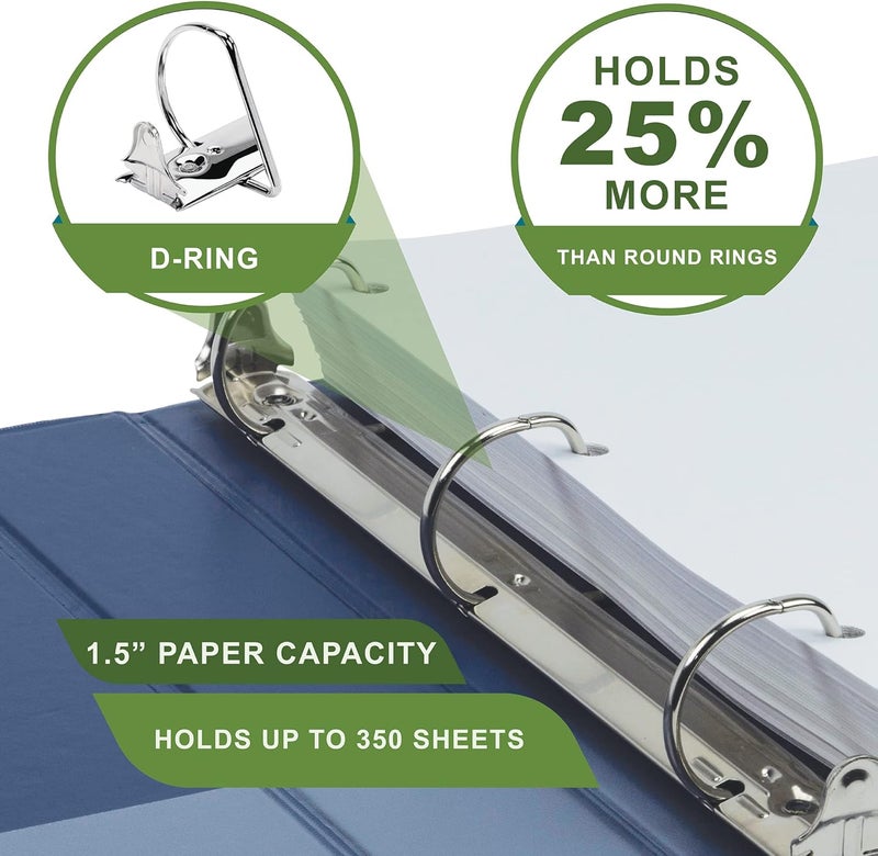 Samsill Earth'S Choice, 1.5-Inch Durable D-Ring View Binder 2 Pack, Usda Certified Biobased, Eco-Friendly, Indigo Blue - Image 5