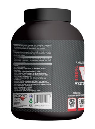 Monster Labs 100% Whey Protein, 25 Grams of Protein for Muscle Support and Recovery - Cookies & Cream, 5lbs (76 Servings) - view 3