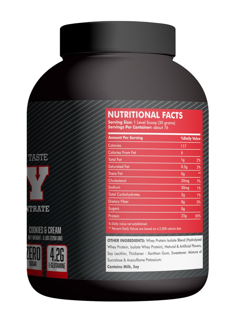 MONSTER LABS - Monster Labs 100% Whey Protein, 25 Grams of Protein for Muscle Support and Recovery - Cookies & Cream, 5lbs (76 Servings) - Image 1