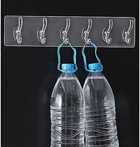 XML Wall Hooks Hanger for Hanging Clothes Strong Self Adhesive Magic Sticker Home Kitchen Bathroom Bedroom Door Organizers Accessories Items (TRANSPARENT-6-HOOK-HANGER) - Image 2