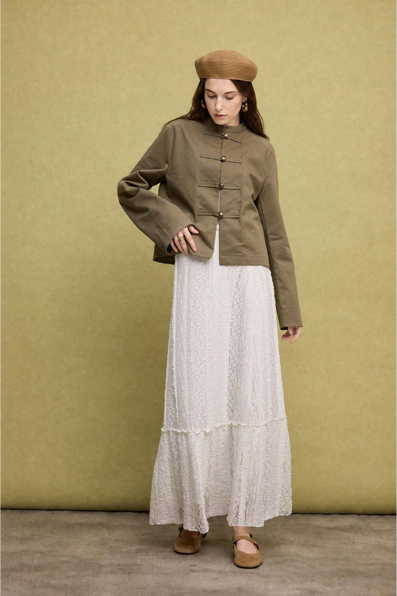 DeFacto Green Woman 100% Cotton Regular Fit Buttoned Napoleon Jacket Casual - Image 2