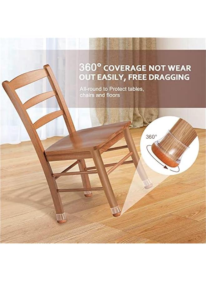 Chair Leg Floor Protectors for Hardwood Floors Felt Furniture Pads Silicone Caps 32 Pack Anti-Scratch Reduce Noise Clear Round Medium Fit 3/4 to 1-3/16 (19-30mm) - Image 3