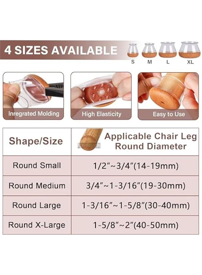 Chair Leg Floor Protectors for Hardwood Floors Felt Furniture Pads Silicone Caps 32 Pack Anti-Scratch Reduce Noise Clear Round Medium Fit 3/4 to 1-3/16 (19-30mm) - Image 4