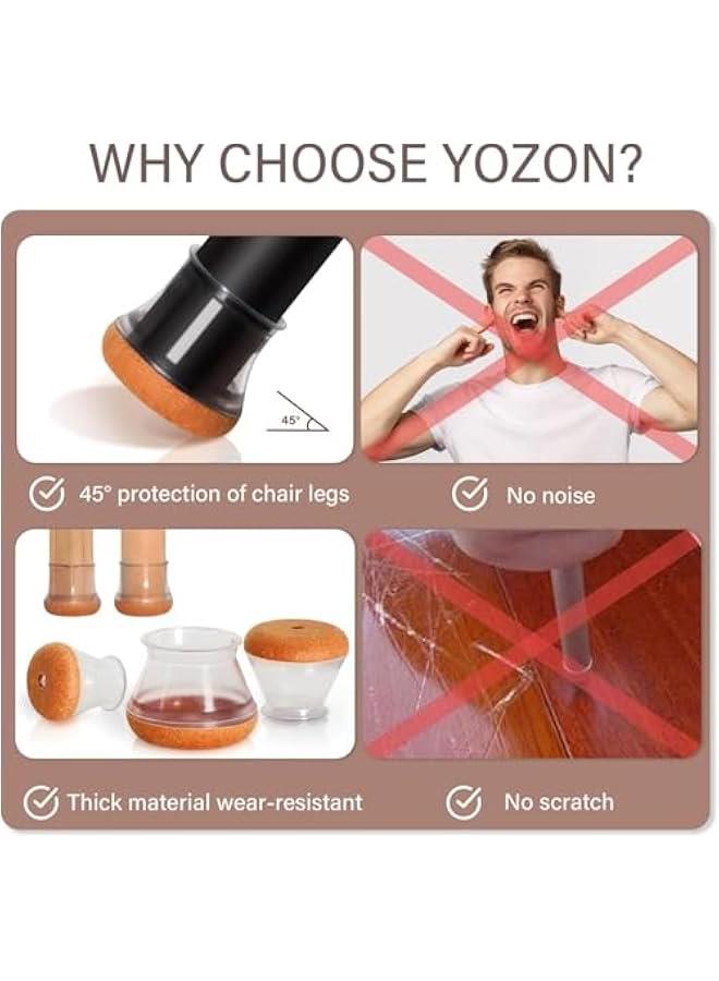 Chair Leg Floor Protectors for Hardwood Floors Felt Furniture Pads Silicone Caps 32 Pack Anti-Scratch Reduce Noise Clear Round Medium Fit 3/4 to 1-3/16 (19-30mm) - Image 5