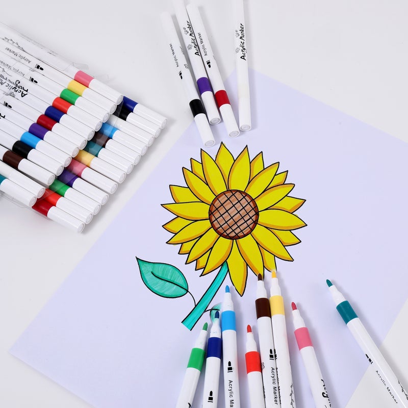 Autonomy 12 color acrylic marker color waterproof quick-drying children hand-painted diy art graffiti suit cross-border marker pen - Image 2