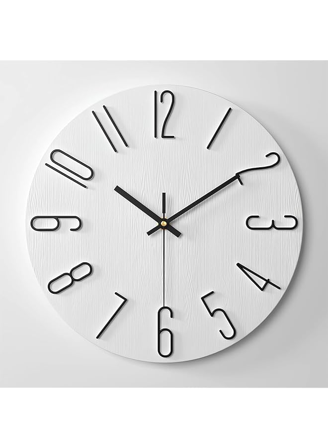 The Bros Wall Clock, 12 Inch Modern Style Wall Clocks Battery Operated, Silent Non-Ticking, Simple Wooden Decorative Clock for Bathroom, Office, Bedroom, Home, Kitchen and Living Room - Image 1