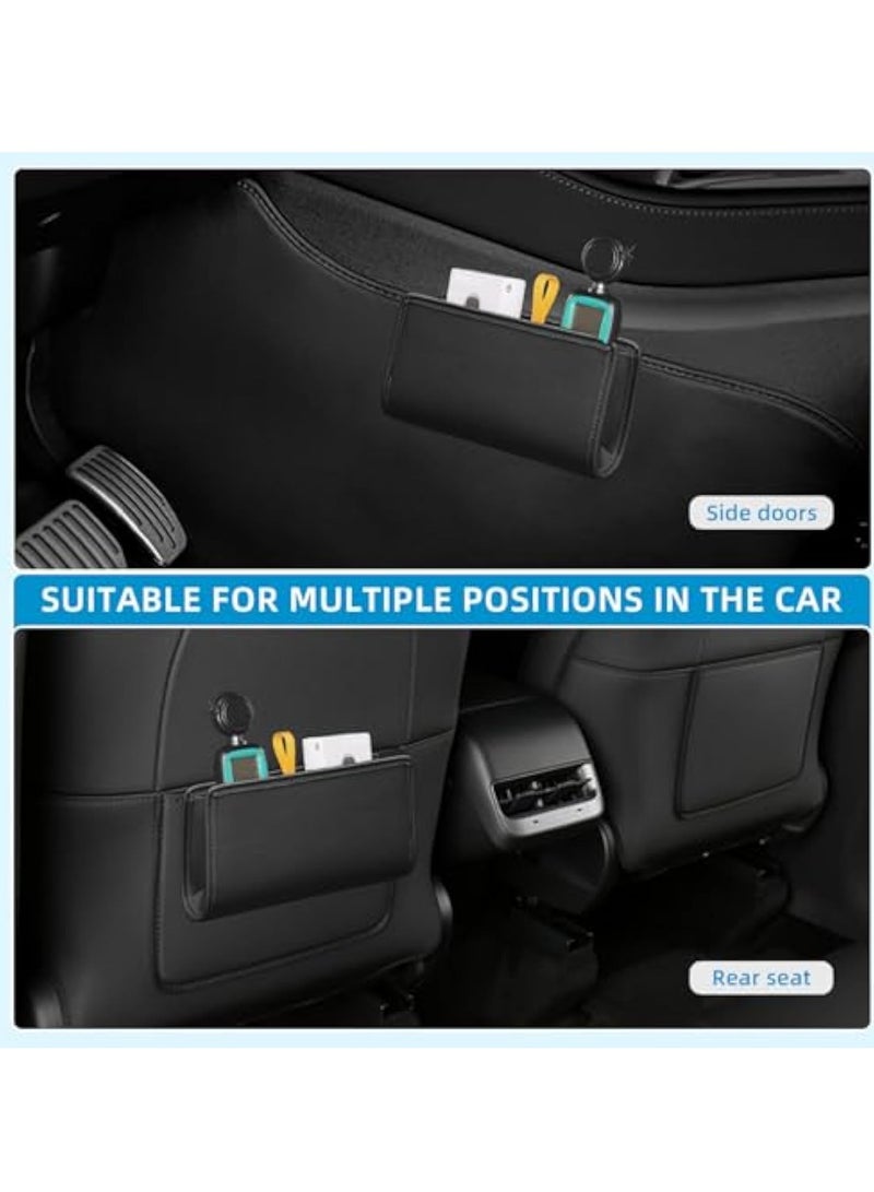 SOLARAE Car Trash Can, Leather Car Trash Bin Door Organizer with a Roll of Garbage Bag, Leakproof Mini Trash, Foldable Hanging Mini Cars Storage, Must Have Essentials Interior Accessories, Black - Image 3