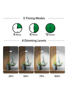 Sansi SANSI Grow Lights for Indoor Plants, Pot Clip LED Plant Lights for Indoor Growing, Full Spectrum, Plant Lamp with 4-Level Dimmable, Auto On Off 3 6 12 Hrs Timer for Succulents, Small Plant, White, 5V.  - Image 3