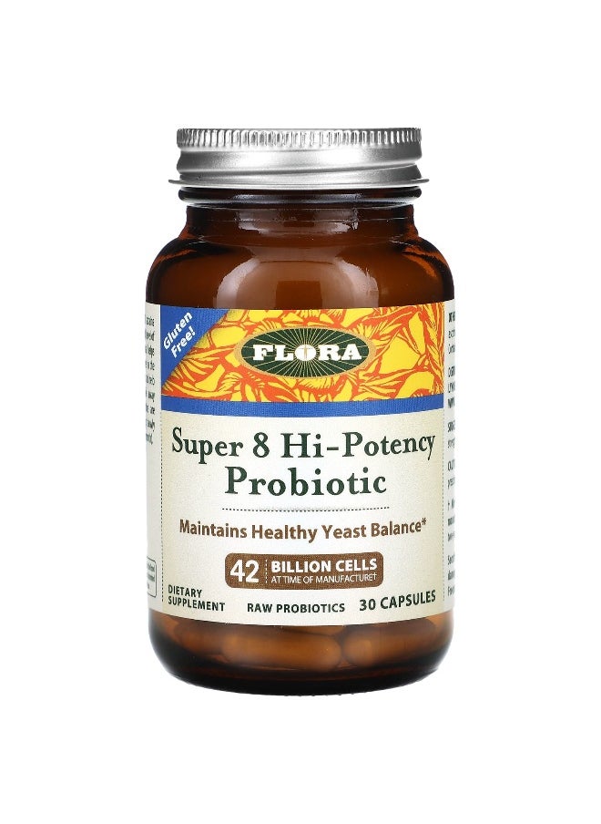 Flora Flora, Super 8 Hi-Potency Probiotic, 42 Billion Cells, 30 Capsules  - Image 1