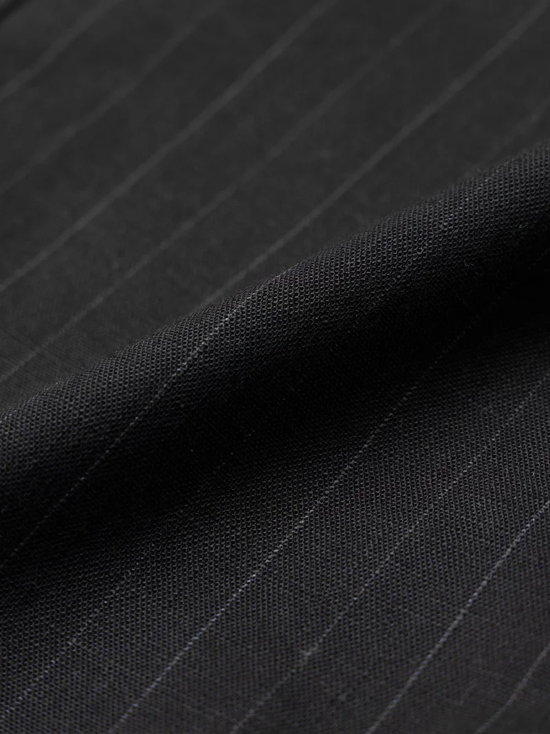 The Souled Store  The Souled Store Korean Pants: Navy Blue Stripes Mens and Boys Pinstriped Cotton Spandex Blend Straight Fit Pleated Elastic Back Waistband Adjustable Waist Tabs Trousers  | Best Price UAE