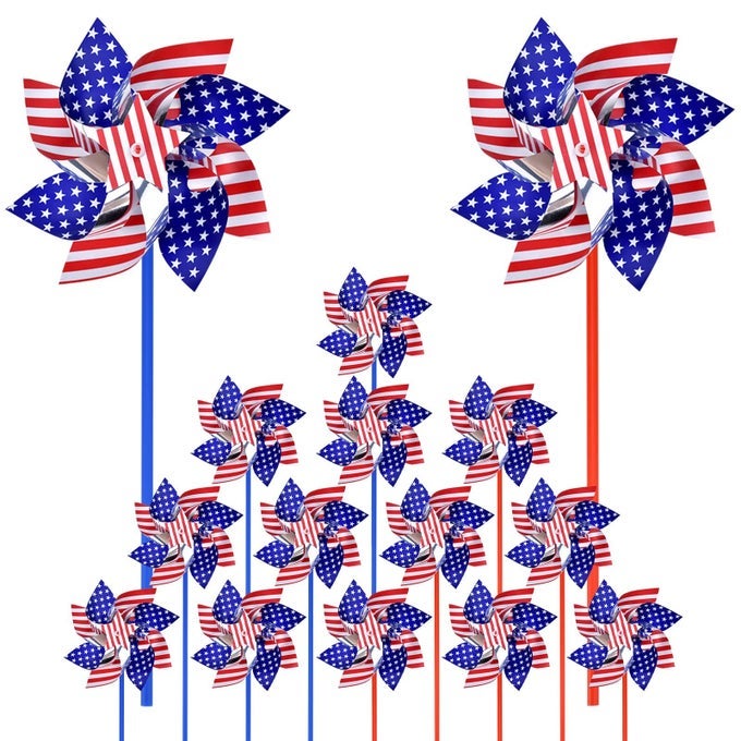 4th of July Decorations for Home Outdoor Patriotic Pinwheels Memorial Day Decorations Fourth of July Decorations Patriotic Independence Day Party Supplies FavorsWind Spinner for Garden 15 PCS
