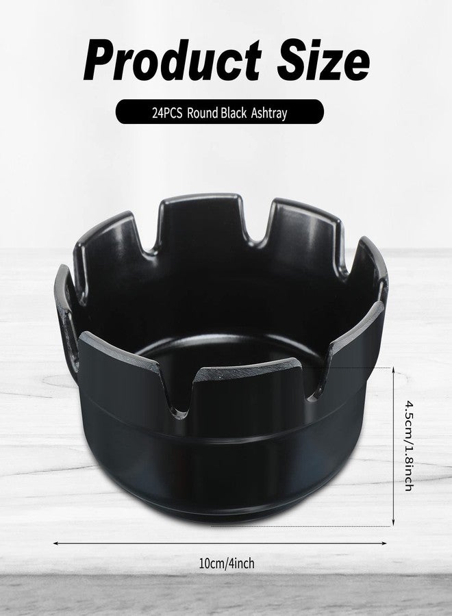 Reginary 24 Pieces 4" Ashtrays Bulk Round Ash Tray Outdoor Home Ashtrays for Patio Outdoor Restaurant Kitchen Table Indoor Decoration (Black) - Image 2