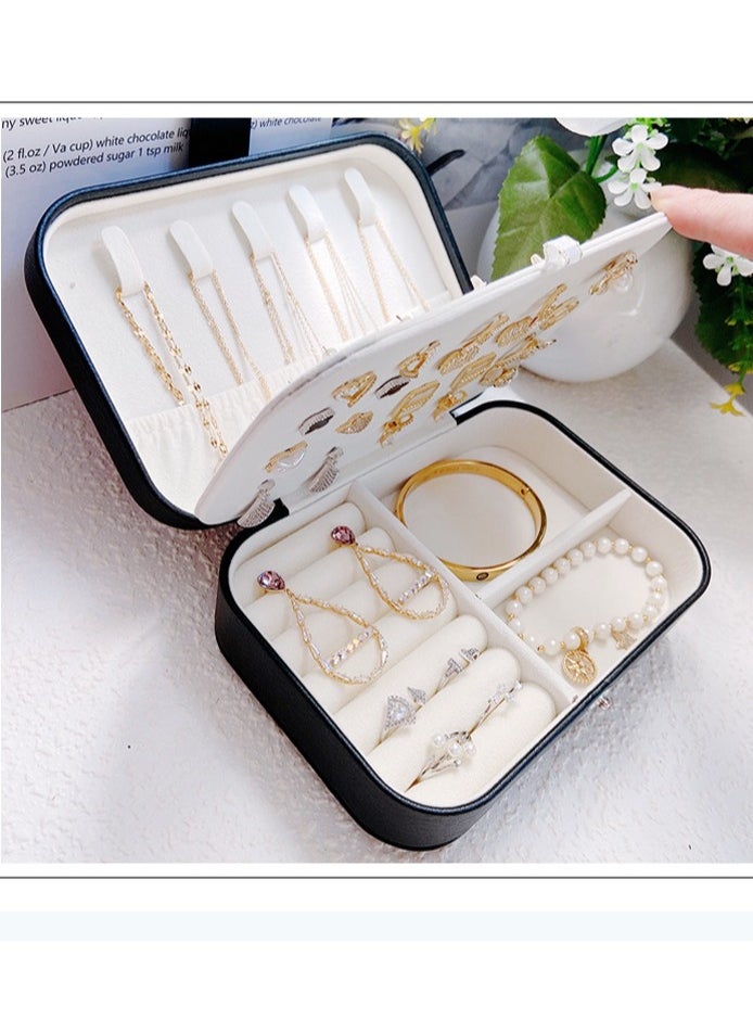 Generic Travel Jewelry Storage  Box, PU Leather Small Jewelry Organizer for Women Girls, Portable Mini Travel Case Display Storage Holder Boxes for Stud Earrings, Rings, Necklaces, Bracelets.  - Image 2