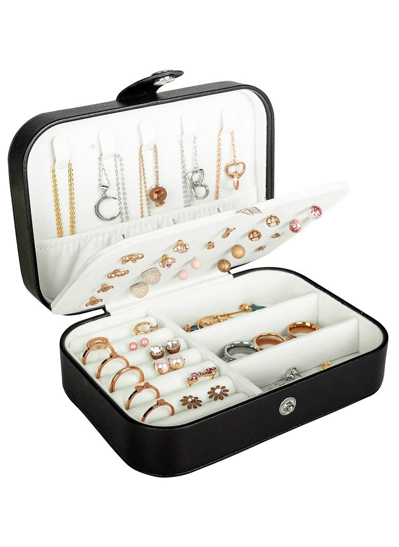 Generic Travel Jewelry Storage  Box, PU Leather Small Jewelry Organizer for Women Girls, Portable Mini Travel Case Display Storage Holder Boxes for Stud Earrings, Rings, Necklaces, Bracelets.  - Image 1