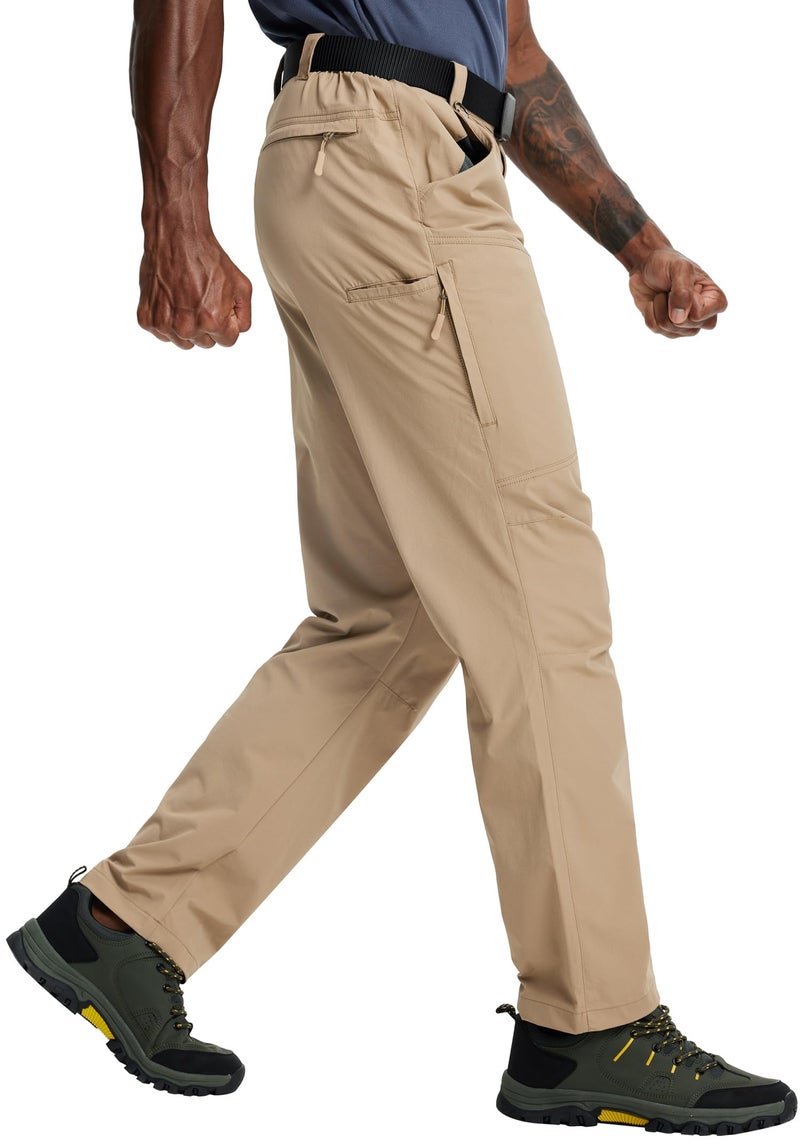 Zoofly Mens Lightweight Hiking Pants Flex Cargo Work Tactical Nylon Stretch Waterproof Quick Dry Fishing Outdoor Travel (Khaki, 44W*30L) - Image 1