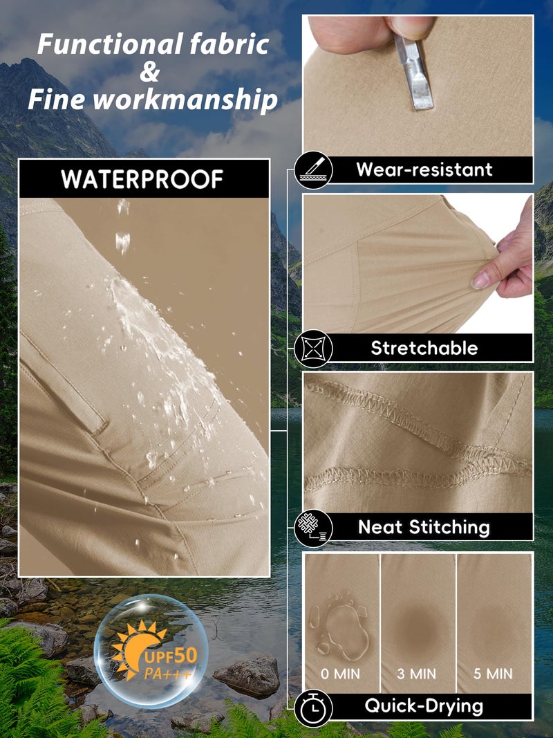 Zoofly Mens Lightweight Hiking Pants Flex Cargo Work Tactical Nylon Stretch Waterproof Quick Dry Fishing Outdoor Travel (Khaki, 44W*30L) - Image 5