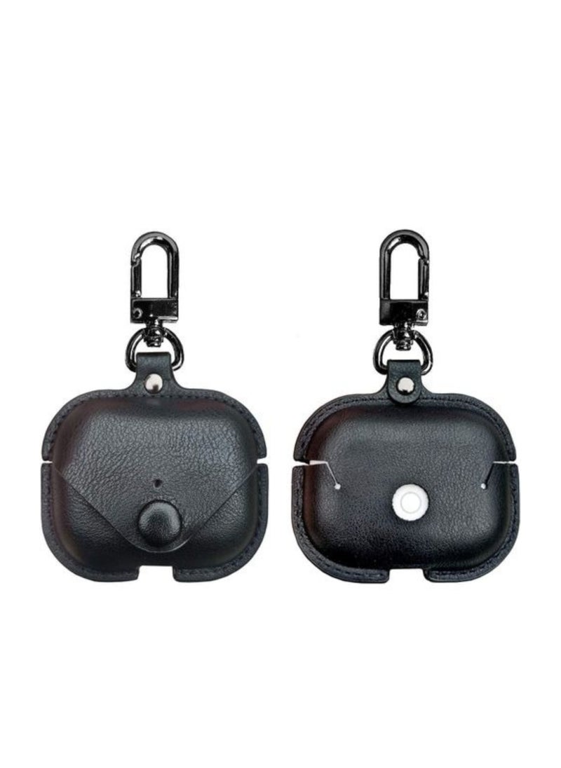 Generic - AirPods Pro 2 Case (2022), Leather Protective Case Skin Cover with Keychain and Lock for Apple Airpods Pro 2 Case Black - Image 1