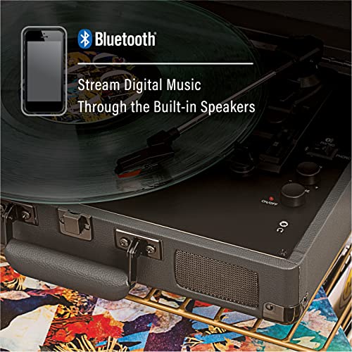 Crosley CR8005F-SG Cruiser Plus Vintage 3-Speed Bluetooth in/Out Suitcase Vinyl Record Player Turntable, Slate - Image 4