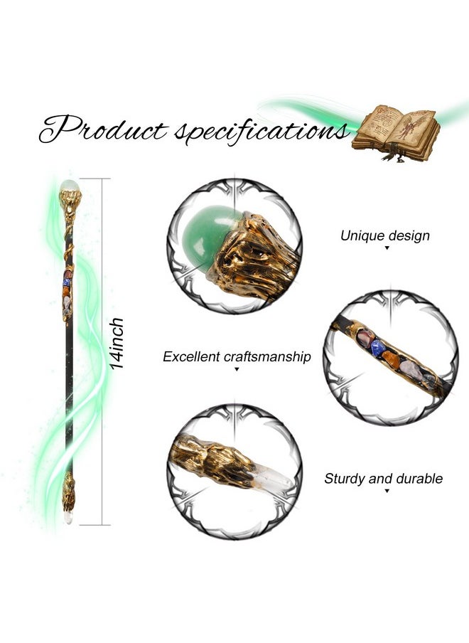 Rich Boxer - Fine Handcrafted Crystal Magic Wand Green Aventurine Gemstone White Crystal Gemstone Magic Wand Cosplay Magic Wand For Witches And Wizards - Image 1