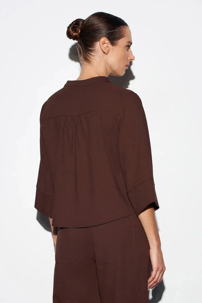 ديلفين DILVIN Women’s Mandarin Collar Crepe Blouse