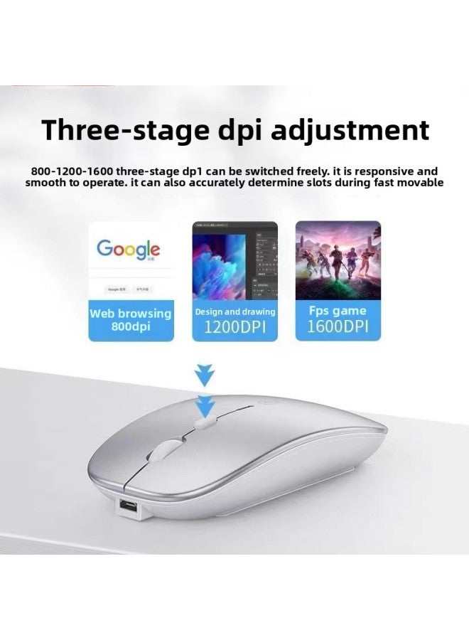 Wireless Bluetooth Mouse Mute Rechargeable Dual-Mode Office Laptop Mouse For Huawei Dell Lenovo-Specification:Pure White/2.4g Wireless Version 【silent + Rechargeable】 - Image 5