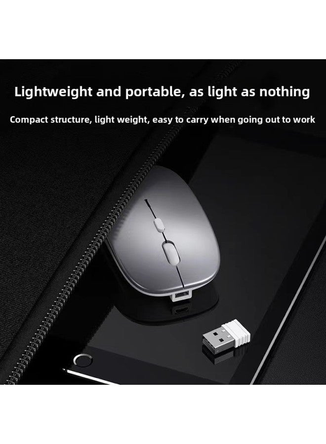 Wireless Bluetooth Mouse Mute Rechargeable Dual-Mode Office Laptop Mouse For Huawei Dell Lenovo-Specification:Pure White/2.4g Wireless Version 【silent + Rechargeable】 - Image 4