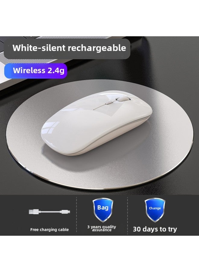 Wireless Bluetooth Mouse Mute Rechargeable Dual-Mode Office Laptop Mouse For Huawei Dell Lenovo-Specification:Pure White/2.4g Wireless Version 【silent + Rechargeable】 - Image 1