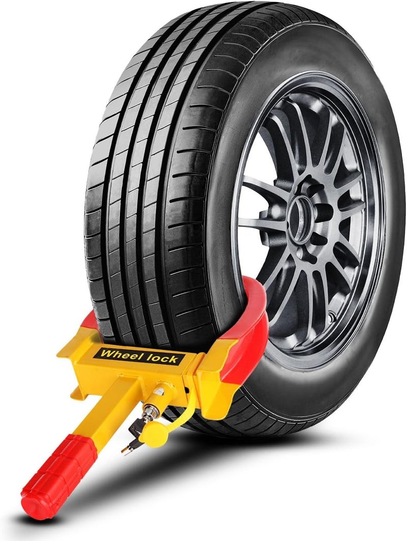 Flexzion Heavy Duty Wheel Lock Clamp - Anti-Theft Tire Claw for Cars, RVs, Trailers, and Golf Carts with Two Keys - Image 1