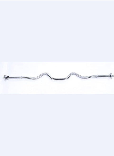 Olympic Curl Bar Collars, Zig Zag Bar, Fitness Olympic Barbell, for Weightlifting Training, Exercise and Workout Solid - Silver (120 CM)