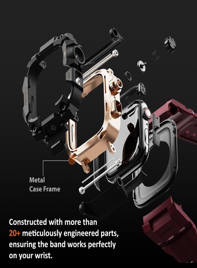 ULTIMAL Rugged Case with Band for Apple Watch 45mm,Compatible with Apple Watch Series 9/8/7 45mm Band Men,Military Grade Shockproof Bumper Cover for iWatch Tactical Band Men (45mm, Red) - Image 5