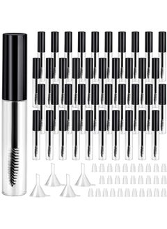 Maitys 40 Pieces 10 ml Empty Mascara Tubes Eyelash Wand Refillable Clear Bottles Eyelash Cream Container Bottle with 4 Pieces Transparent Funnels Transferring Castor Oil for DIY Cosmetics (Black)  - Image 1