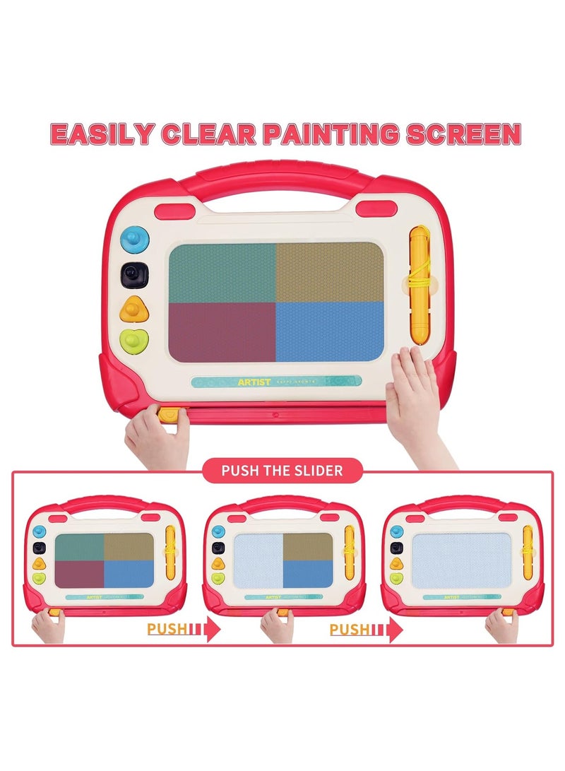 عربست لوح رسم مغناطيسي للأطفال، ألعاب للأطفال بعمر السنتين، لوح كتابة خربش للأطفال الصغار من 1-3 سنوات، ألعاب تعليمية للأطفال الصغار أثناء السفر، هدايا عيد الميلاد الأولى للأطفال (وردي) - Image 3