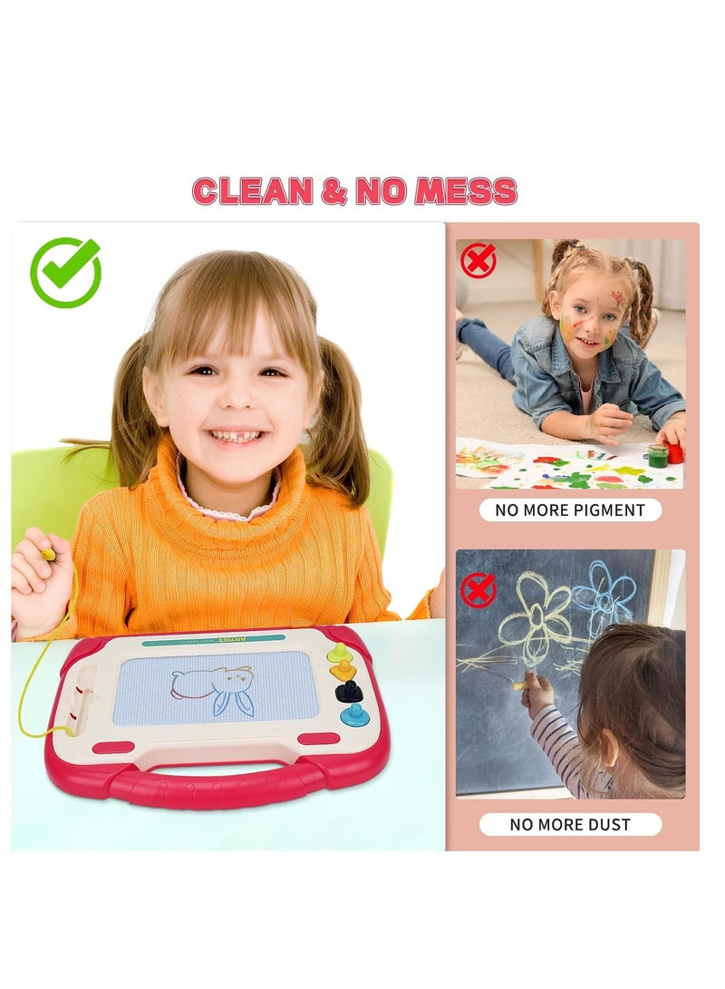 عربست لوح رسم مغناطيسي للأطفال، ألعاب للأطفال بعمر السنتين، لوح كتابة خربش للأطفال الصغار من 1-3 سنوات، ألعاب تعليمية للأطفال الصغار أثناء السفر، هدايا عيد الميلاد الأولى للأطفال (وردي) - Image 4