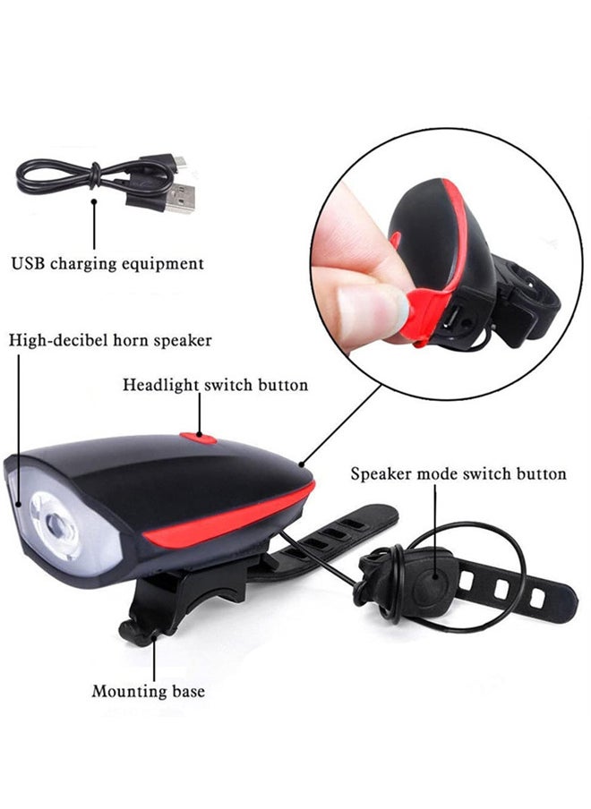 Generic USB Rechargeable Bicycle Lights Bike Lights Night Cycling Electric Horn With Handlebar Flashlight  - Image 4