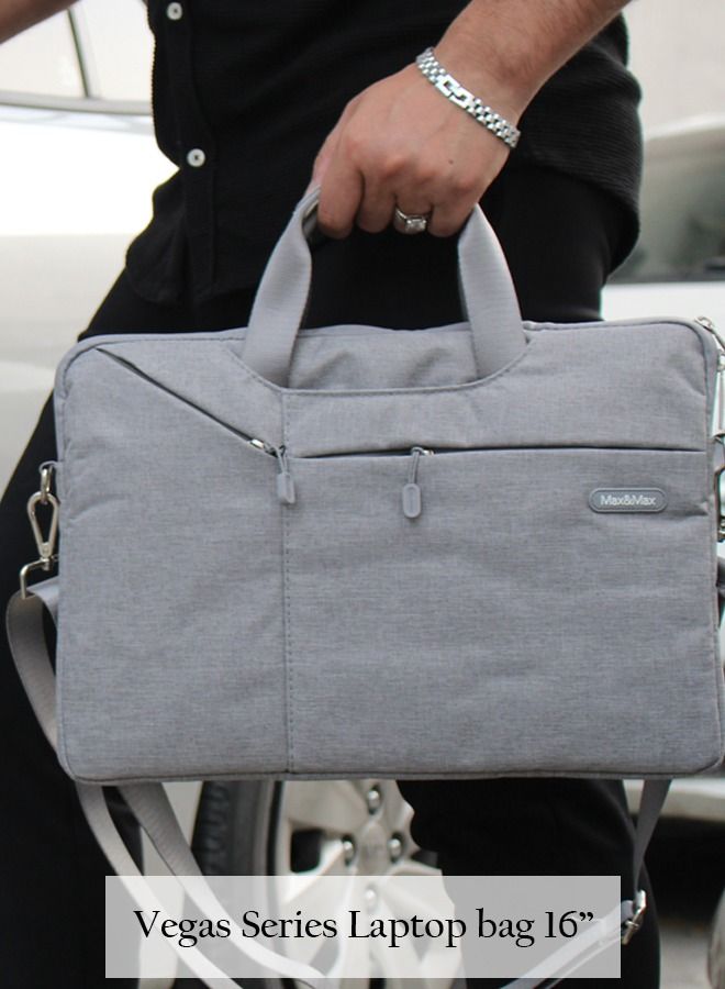 Max & Max Laptop Bag Vegas Series 16-inch – Water-Repellent Fabric, Business & School Casual Bag, Sleek Design for Laptops & Tablets – Grey - Image 3