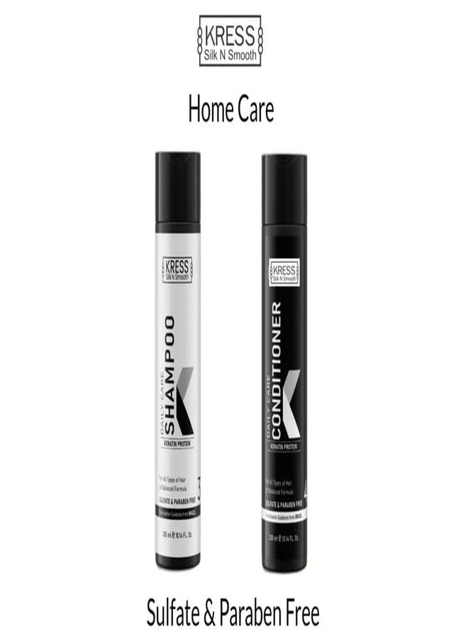 كريس مجموعة شامبو وبلسم KRESS Keratin Btox للعناية اليومية، خالية من الكبريتات والبارابين، 300 مل لكل عبوة (عبوة من قطعتين) - Image 2