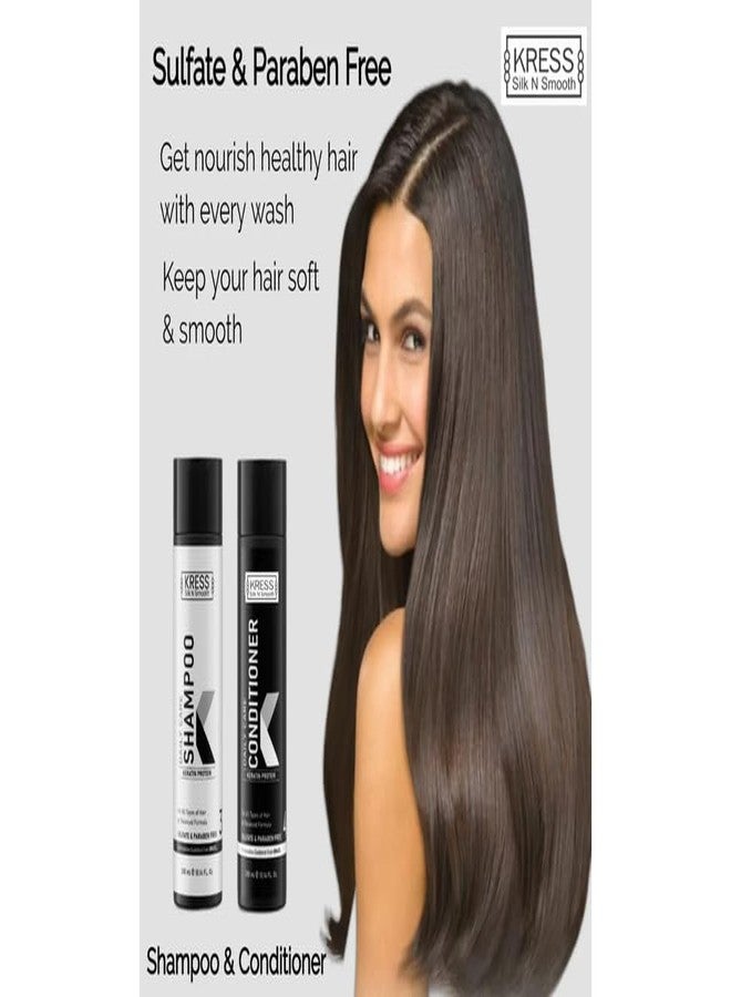 كريس مجموعة شامبو وبلسم KRESS Keratin Btox للعناية اليومية، خالية من الكبريتات والبارابين، 300 مل لكل عبوة (عبوة من قطعتين) - Image 4