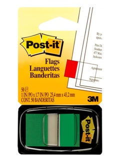 Post It 50-Piece Index Flags With Dispenser 1 Inch Width Green 