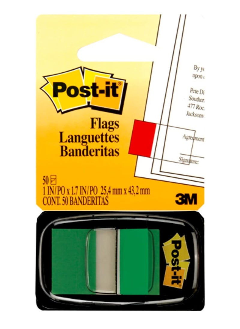 Post It - 50-Piece Index Flags With Dispenser 1 Inch Width Green - Image 1