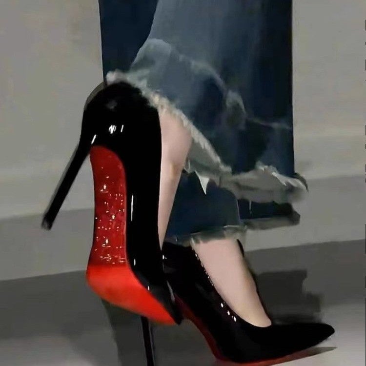 2024 Black Pointed Toe Stiletto High Heels Feminine Professional Large Size Shoes - Image 4