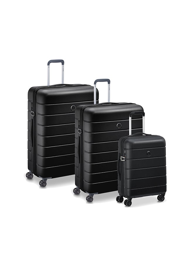 DELSEY Lagos 4 Double Wheels Hard 3pcs Luggage Set 22/26/30 Inch Black  - Image 1